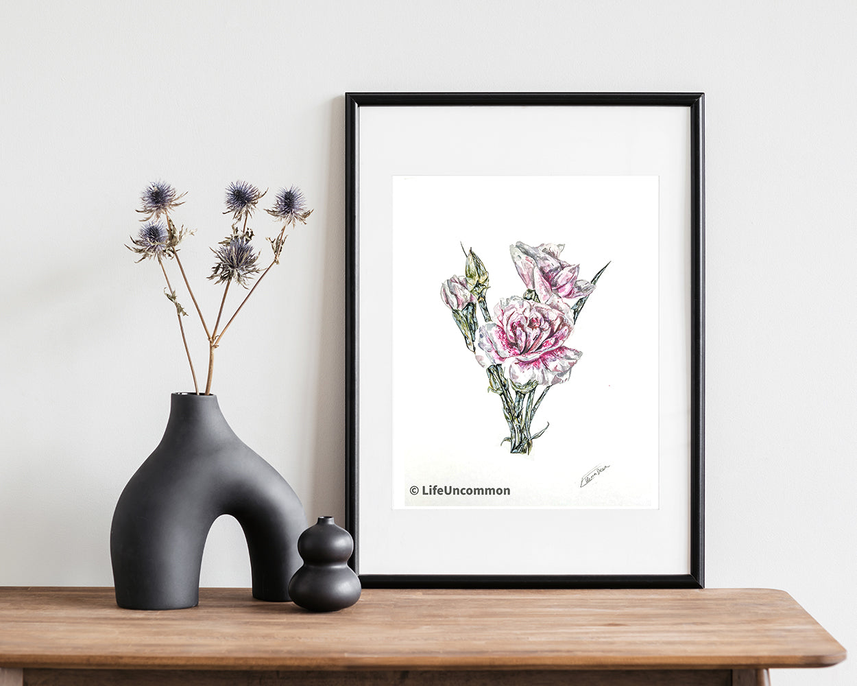 Botanical Pink Rose - Watercolour