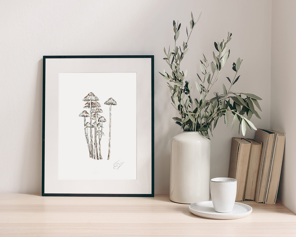 White Mycena - Watercolour